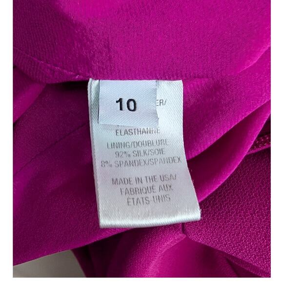 Marchesa Draped Off The Shoulder Crepe Midi Dress Floral Applique Pink Size 10 - Picture 8 of 10